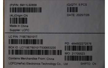 Lenovo 5M11L92858 C-Cover with keyboard, Hebrew, Black, Backlight, US