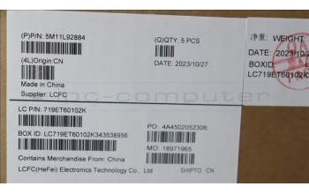 Lenovo 5M11L92884 C-Cover with keyboard, Korean, Black, Backlight, US