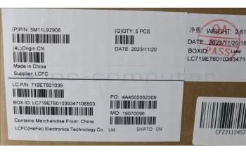 Lenovo 5M11L92908 MECH_ASM KBD w/CVR SLV BL (SUN) UK BK