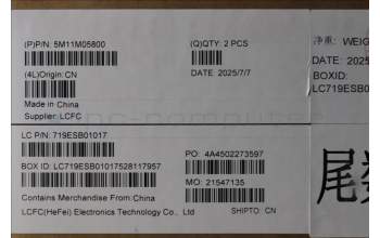 Lenovo 5M11M05800 MECH_ASM KBD BZL,WL,FPR,BK,SRX,BUL
