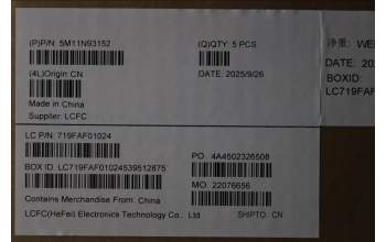 Lenovo 5M11N93152 C-Cover with keyboard, Danish, Black, Backlight, WWAN, UK