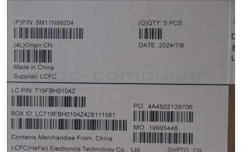 Lenovo 5M11N99204 MECH_ASM FRU KBD CCV SWS BL(CHY) UK BK