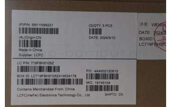 Lenovo 5M11N99221 MECH_ASM FRU KBCCV EURO ENG BL(CHY)US BK