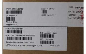 Lenovo 5M11N99462 C-Cover with keyboard, Spanish LA, Black, Backlight, UK