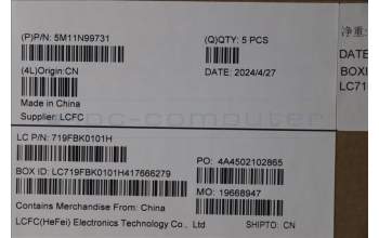 Lenovo 5M11N99731 MECH_ASM FRU KBD CCV ENG (CHY) US BK