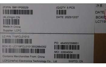 Lenovo 5M11P00029 MECH_ASM FRU EURO ENG (CHY) US BK