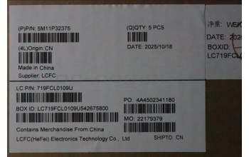 Lenovo 5M11P32375 C-Cover with keyboard, Hebrew, Black, Backlight, US