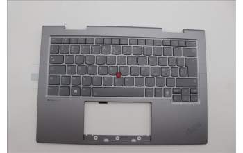 Lenovo 5M11P34997 C-Cover with keyboard, Belgian, Luna Grey, Fingerprint, WLAN, UK
