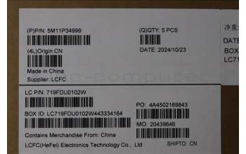 Lenovo 5M11P34999 C-Cover with keyboard, Bulgarian, Luna Grey, Fingerprint, WLAN, UK