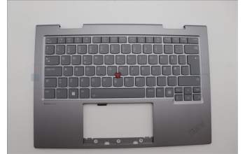 Lenovo 5M11P35018 C-Cover with keyboard, Norwegian, Luna Grey, Fingerprint, WLAN, UK