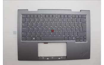 Lenovo 5M11P35092 C-Cover with keyboard, Norwegian, Luna Grey, Fingerprint, WWAN, UK