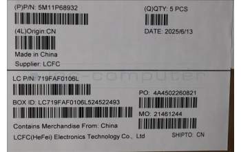 Lenovo 5M11P68932 C-Cover with keyboard, French, Grey, Backlight, US