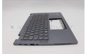 Lenovo 5M11P68938 C-Cover with keyboard, German, Grey, Backlight, UK
