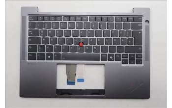 Lenovo 5M11P69278 C-Cover with keyboard, German, Black, Backlight, UK