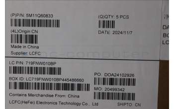 Lenovo 5M11Q60833 C-Cover with keyboard, Korean, Black, Backlight, Smart Card Reader, US