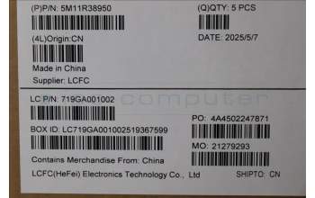 Lenovo 5M11R38950 C-Cover with keyboard, Icelandic, Luna Grey, FingerPrint Reader, WLAN, UK