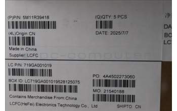 Lenovo 5M11R39418 C-Cover with keyboard, Estonian, Luna Grey, FingerPrint Reader, WWAN, UK