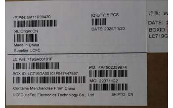 Lenovo 5M11R39420 C-Cover with keyboard, US English Euro, Luna Grey, FingerPrint Reader, WWAN, US