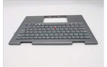 Lenovo 5M11R39422 C-Cover with keyboard, French, Luna Grey, FingerPrint Reader, WWAN, US