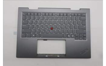Lenovo 5M11R39428 C-Cover with keyboard, Greek, Luna Grey, FingerPrint Reader, WWAN, US