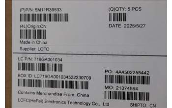 Lenovo 5M11R39533 C-Cover with keyboard, Slovenian, Luna Grey, FingerPrint Reader, WWAN, UK