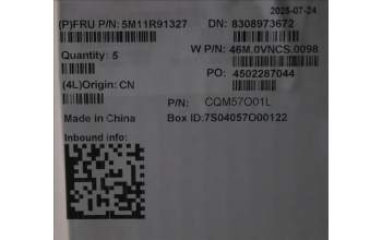 Lenovo 5M11R91327 C-Cover with keyboard, Switzerland, Luna Grey, Backlight, No World Face Camera, UK