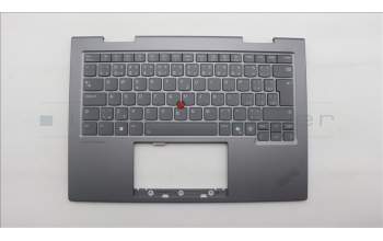 Lenovo 5M11R91413 C-Cover with keyboard, Czech Slovakian, Grey, Backlight, FingerPrint Reader, UK