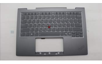 Lenovo 5M11R91429 C-Cover with keyboard, Greek, Grey, Backlight, FingerPrint Reader, US