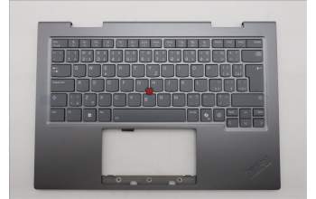 Lenovo 5M11R91487 C-Cover with keyboard, Czech Slovakian, Grey, Backlight, FingerPrint Reader, WWAN, UK