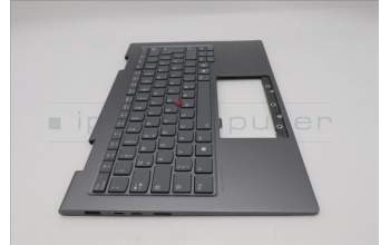 Lenovo 5M11R91501 C-Cover with keyboard, German, Grey, Backlight, FingerPrint Reader, WWAN, UK