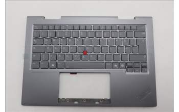 Lenovo 5M11R91502 C-Cover with keyboard, German, Grey, Backlight, FingerPrint Reader, WWAN, UK