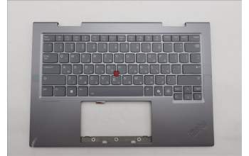 Lenovo 5M11R91505 C-Cover with keyboard, Hebrew, Grey, Backlight, FingerPrint Reader, WWAN, US