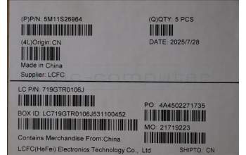 Lenovo 5M11S26964 C-Cover with keyboard, Estonian, Black, Backlight, UK