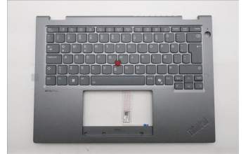 Lenovo 5M11S30358 C-Cover with keyboard, Icelandic, Luna Grey, Backlight, No World Face Camera, Heat Staking, UK