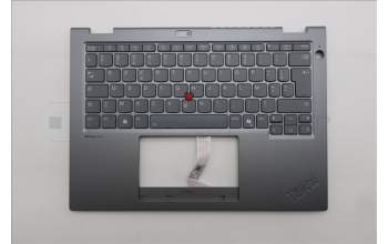 Lenovo 5M11S30496 C-Cover with keyboard, French, Luna Grey, Backlight, World Face Camera, Heat Staking, US