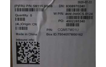 Lenovo 5M11S30608 C-Cover with keyboard, Hebrew, Black, Backlight, Heat Staking, US