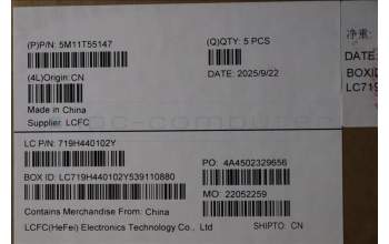 Lenovo 5M11T55147 C-Cover with keyboard, Hebrew, Black, Backlight, Smart Card Reader, US