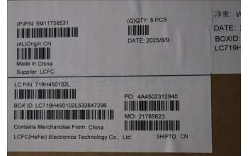 Lenovo 5M11T58531 C-Cover with keyboard, Spanish, Black, WWAN, Number Pad, UK