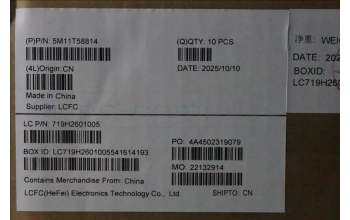 Lenovo 5M11T58814 MECH_ASM BKLT KB NP BK ENG LTN