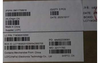 Lenovo 5M11T58916 C-Cover with keyboard, Spanish, White, FingerPrint, UK