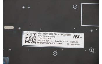 Lenovo 5N20V43651 Keyboard Internal, Czech/Slovak, Silver, Backlight, UK