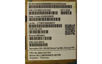 Lenovo 5N21A21781 Keyboard Internal,French,Black,Non_Backlight