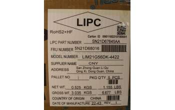 Lenovo 5N21D68016 Keyboard Internal, Danish, Black, Non-Backlight, UK