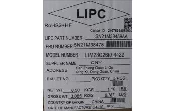 Lenovo 5N21M38478 Keyboard Internal, Italian, Black, Non-Backlight, UK