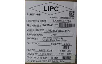 Lenovo 5N21M40167 Keyboard Internal, Bulgarian, Black, Backlight, w/Number, UK