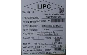 Lenovo 5N21M40173 Keyboard Internal, French, Black, Backlight, w/Number, US