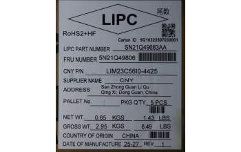 Lenovo 5N21Q49806 Keyboard Internal, Italian, Black, Non_Backlight, w/Number