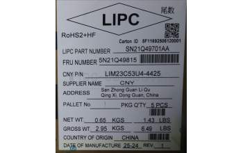 Lenovo 5N21Q49815 Keyboard Internal, US English Euro, Black, Non_Backlight, w/Number