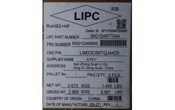 Lenovo 5N21Q49850 Keyboard Internal, Turkish, Black, Backlight, w/Number