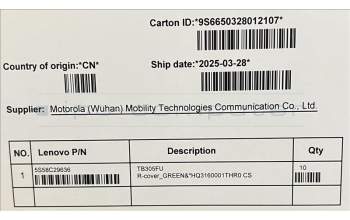 Lenovo 5S58C29636 TB305FU R-cover_GREEN&*HQ3160001THR0 CS